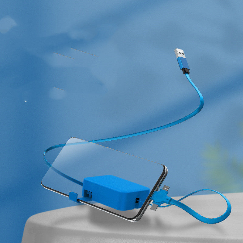 4'ü 1 Arada Geri Çekilebilir USB Kablosu  iPhone İçin Telefon Şarj Standı