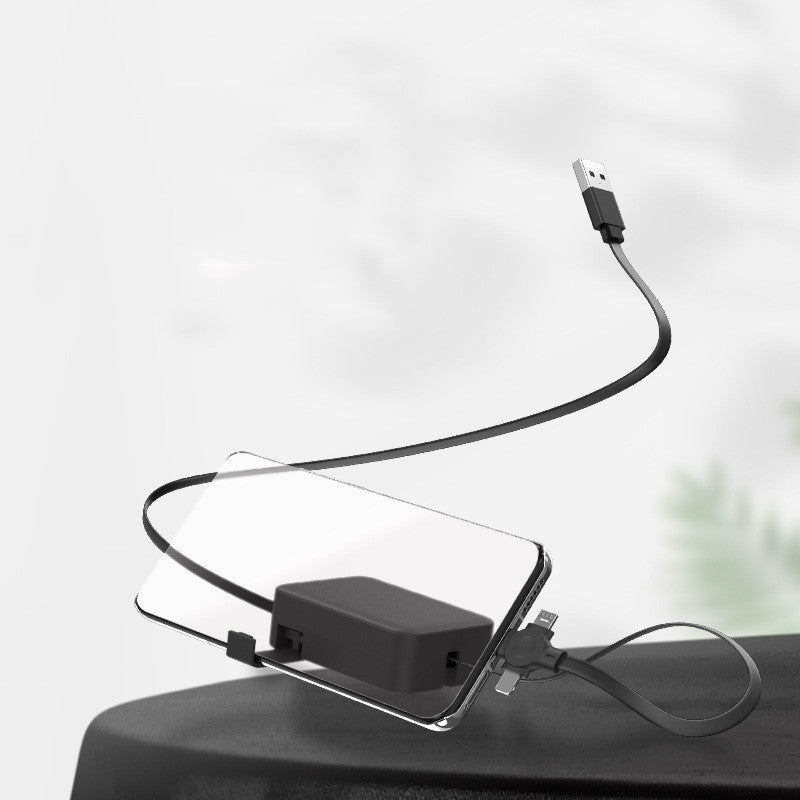 4'ü 1 Arada Geri Çekilebilir USB Kablosu  iPhone İçin Telefon Şarj Standı